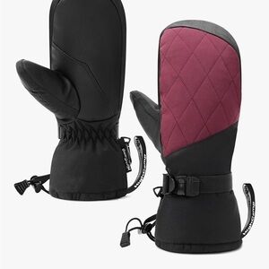 Quilted Black and Burgundy Mittens